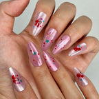 Press-On Nail Set Cherry Design No-Glue 24-Count