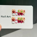 Press-On Nail Set Cherry Designs Adhesive Durable & Reusable