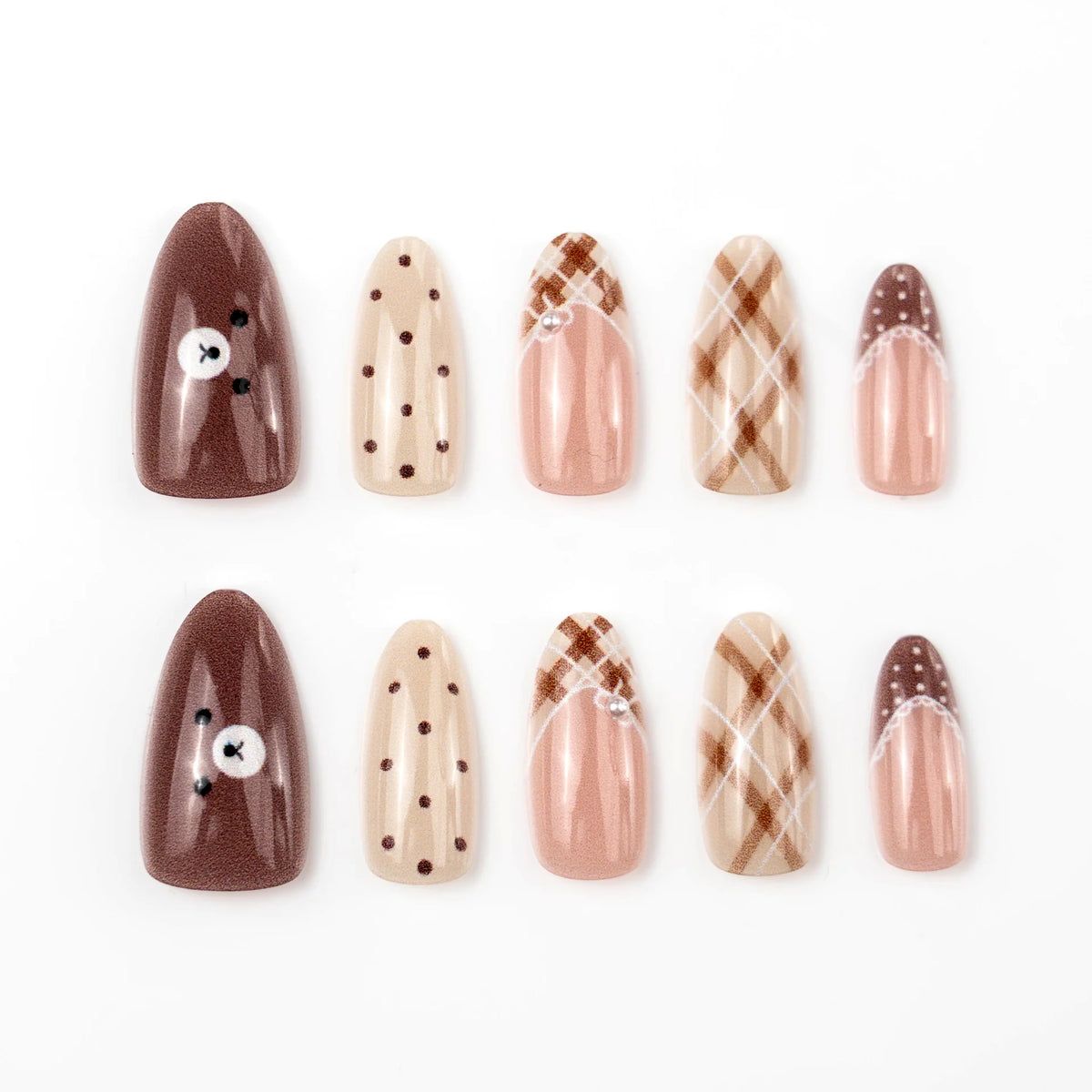 Press-On Nail Set Chic Patterned Self-Adhesive