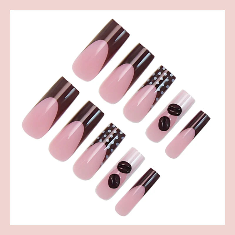 Press-On Nail Set Chocolate & Coffee Designs Long-Wear