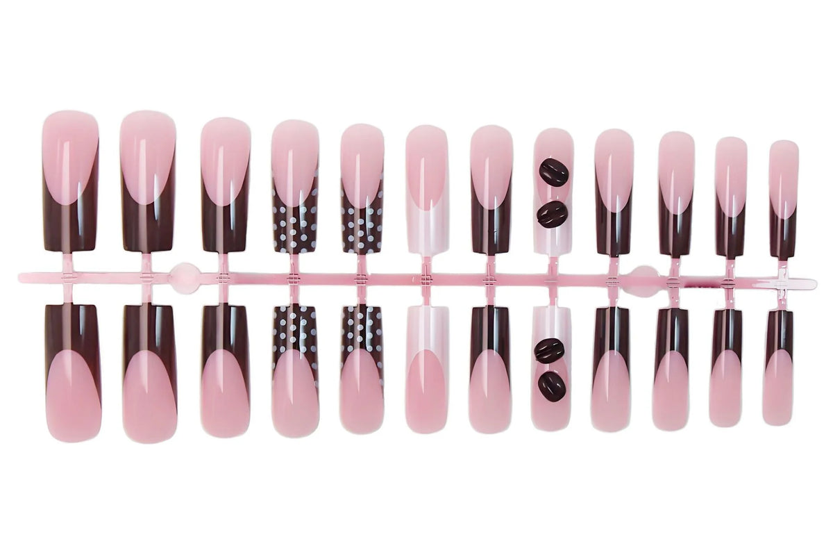 Press-On Nail Set Chocolate & Coffee Designs Long-Wear