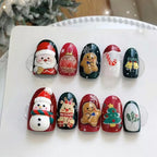 Press-On Nail Set Christmas Designs Easy Application & Reusable
