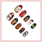 Press-On Nail Set Christmas Designs Easy Application & Reusable