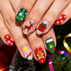 Press-On Nail Set Christmas Motifs 24-Piece Easy Application