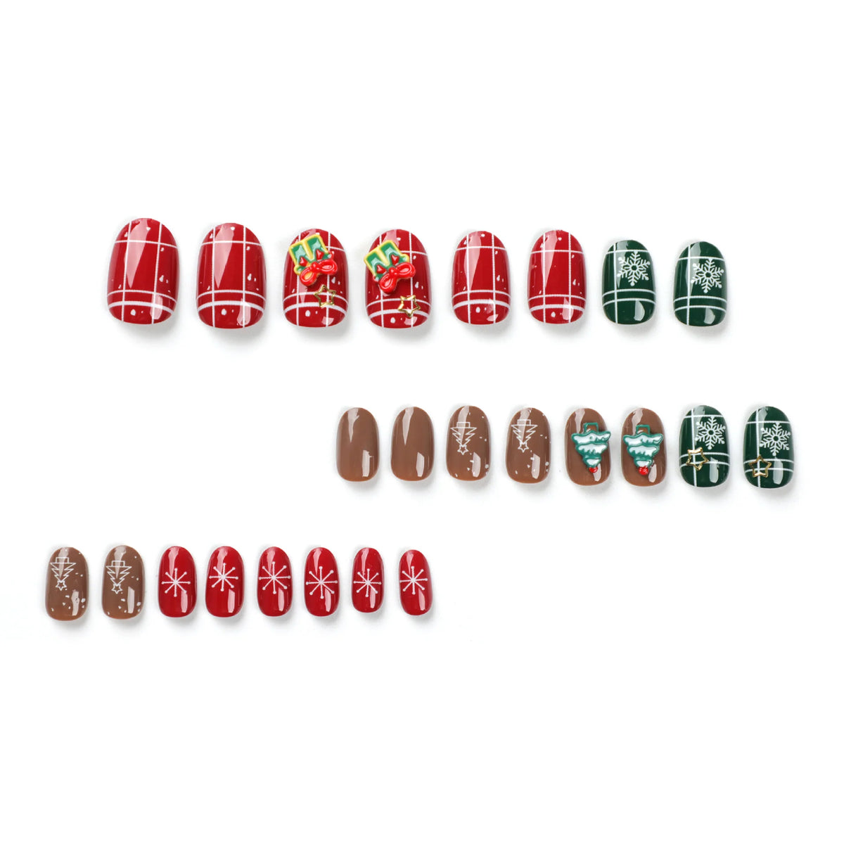 Press-On Nail Set Christmas Motifs Easy Application