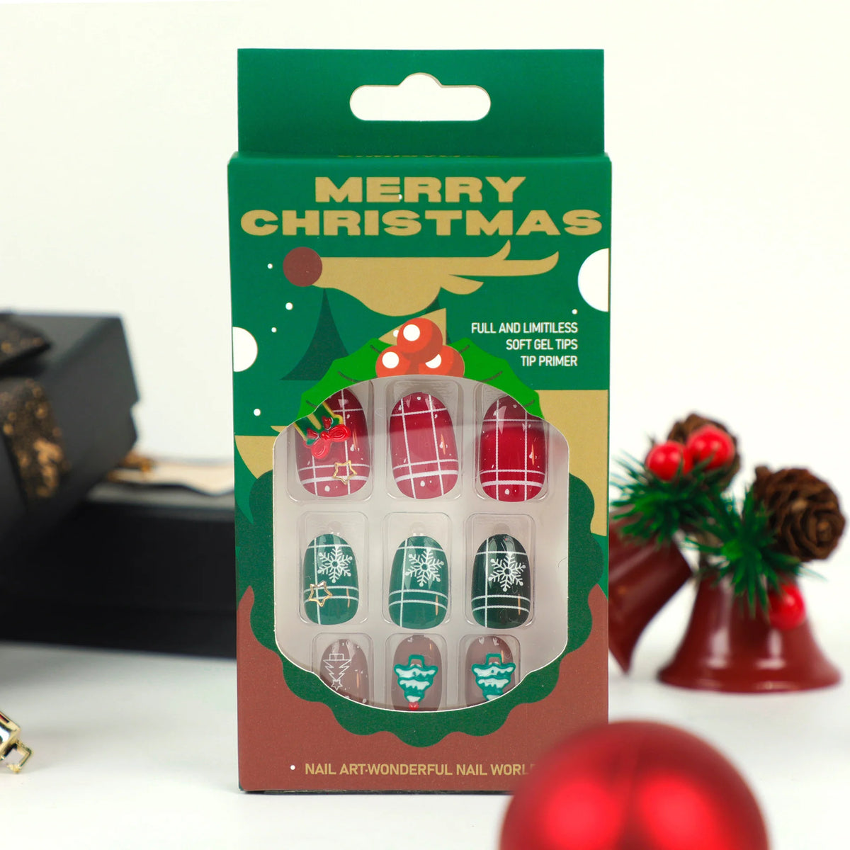 Press-On Nail Set Christmas Motifs Easy Application