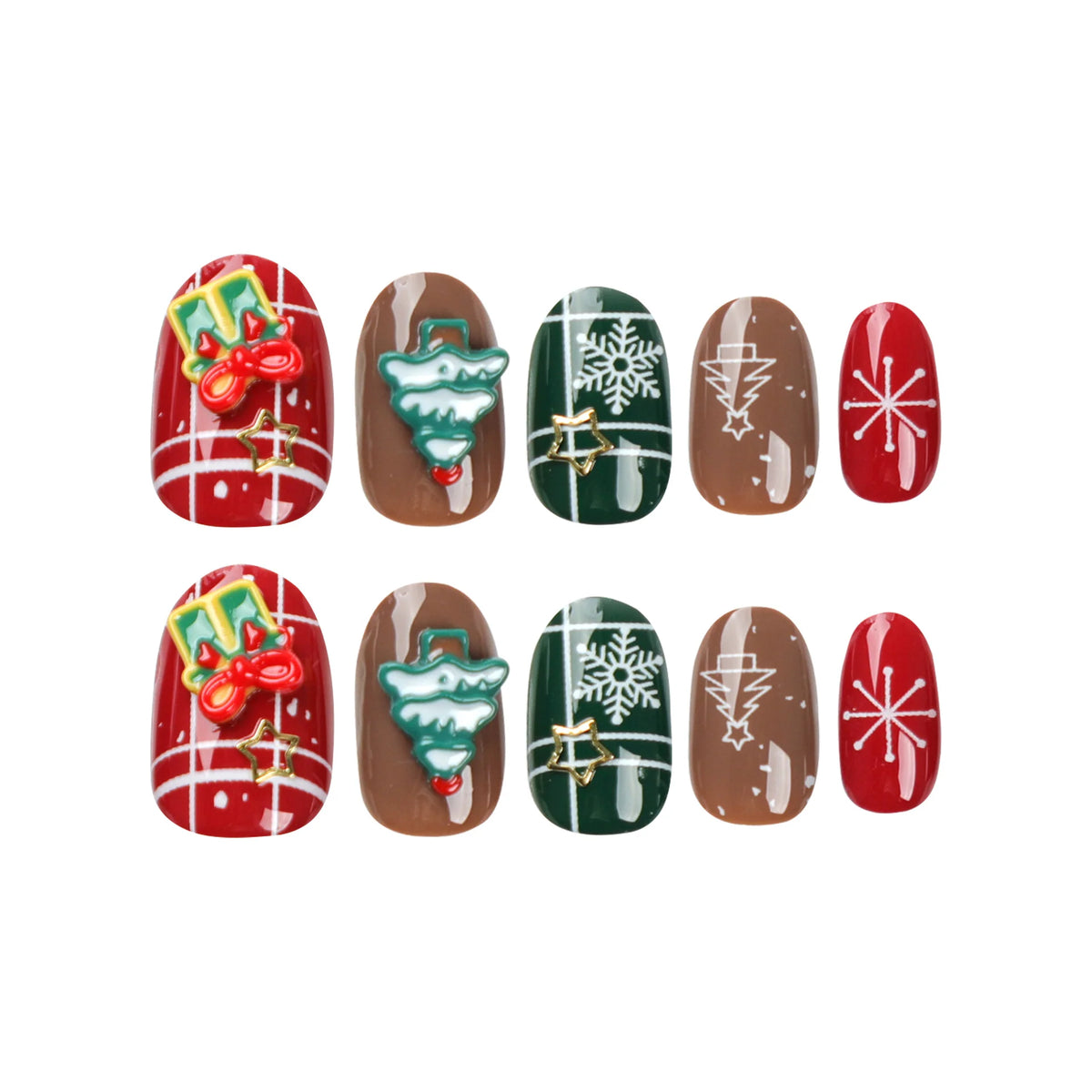 Press-On Nail Set Christmas Motifs Easy Application