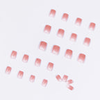 Press-On Nail Set Cinnabar Heart Accents & Gentle Ombre