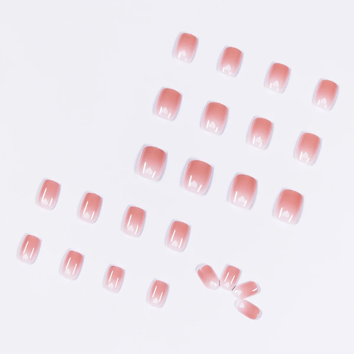 Press-On Nail Set Cinnabar Heart Accents & Gentle Ombre