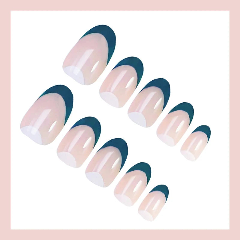 Press-On Nail Set Classic French Multiple Sizes Easy Application