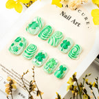 Press-On Nail Set Clover Designs Easy Application