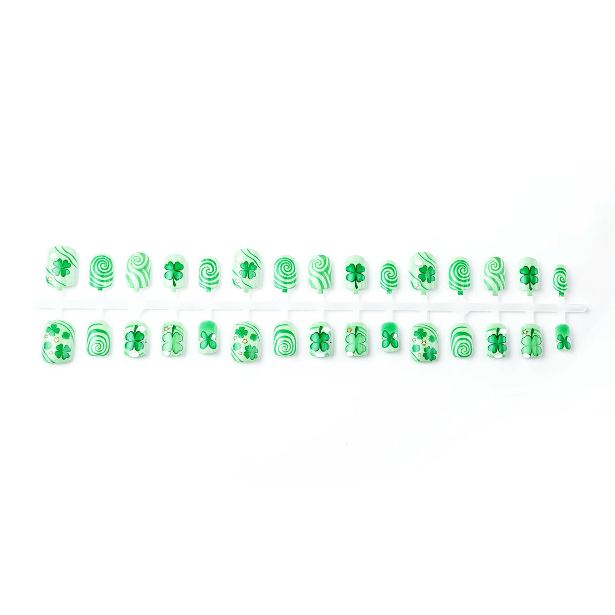 Press-On Nail Set Clover Designs Easy Application