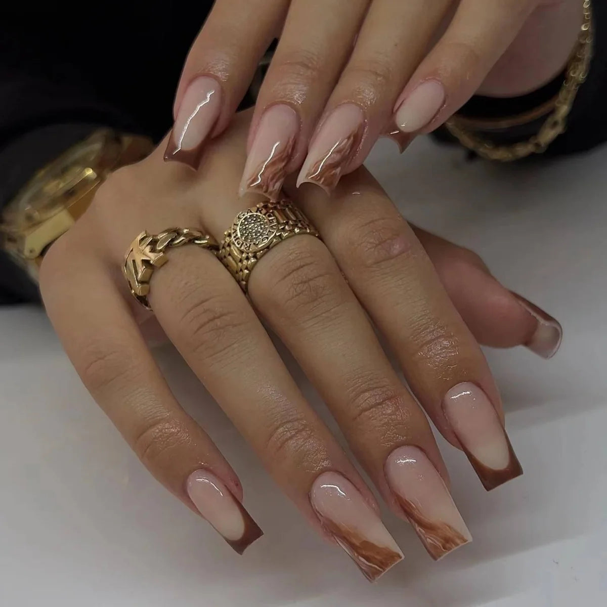 Press-On Nail Set Coffin Shape Bright Pink