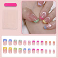 Press-On Nail Set Colorful French Tips Self-Adhesive 20-Piece