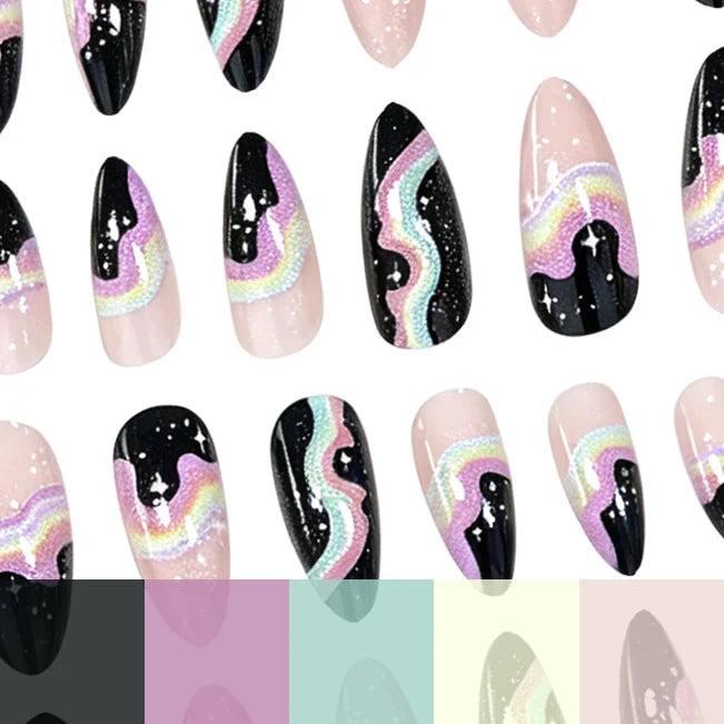 Press-On Nail Set Cosmic Gradient Almond Shape 24-Piece
