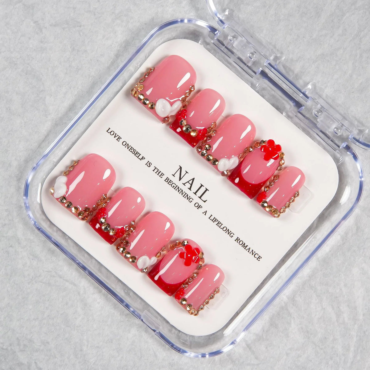 Press-On Nail Set Crystal Accents Easy Application & Comfortable Fit