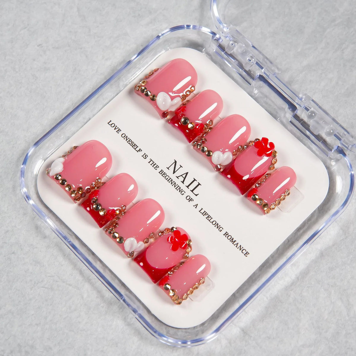 Press-On Nail Set Crystal Accents Easy Application & Comfortable Fit