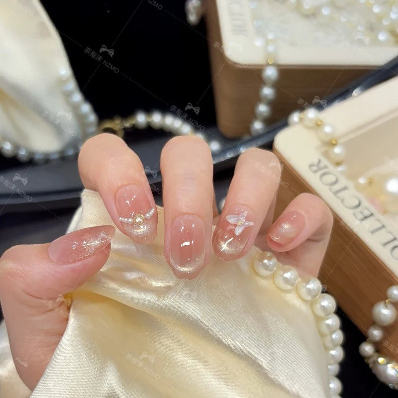 Press-On Nail Set Crystal Accents Multiple Sizes