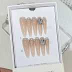 Press-On Nail Set Crystal Accents Reusable & Self-Adhesive