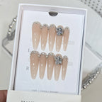 Press-On Nail Set Crystal Accents Reusable & Self-Adhesive