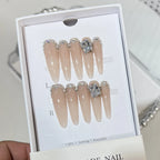 Press-On Nail Set Crystal Accents Reusable & Self-Adhesive