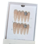 Press-On Nail Set Crystal Accents Reusable & Self-Adhesive