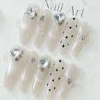 Press-On Nail Set Crystal-Embellished Peel & Press Reusable