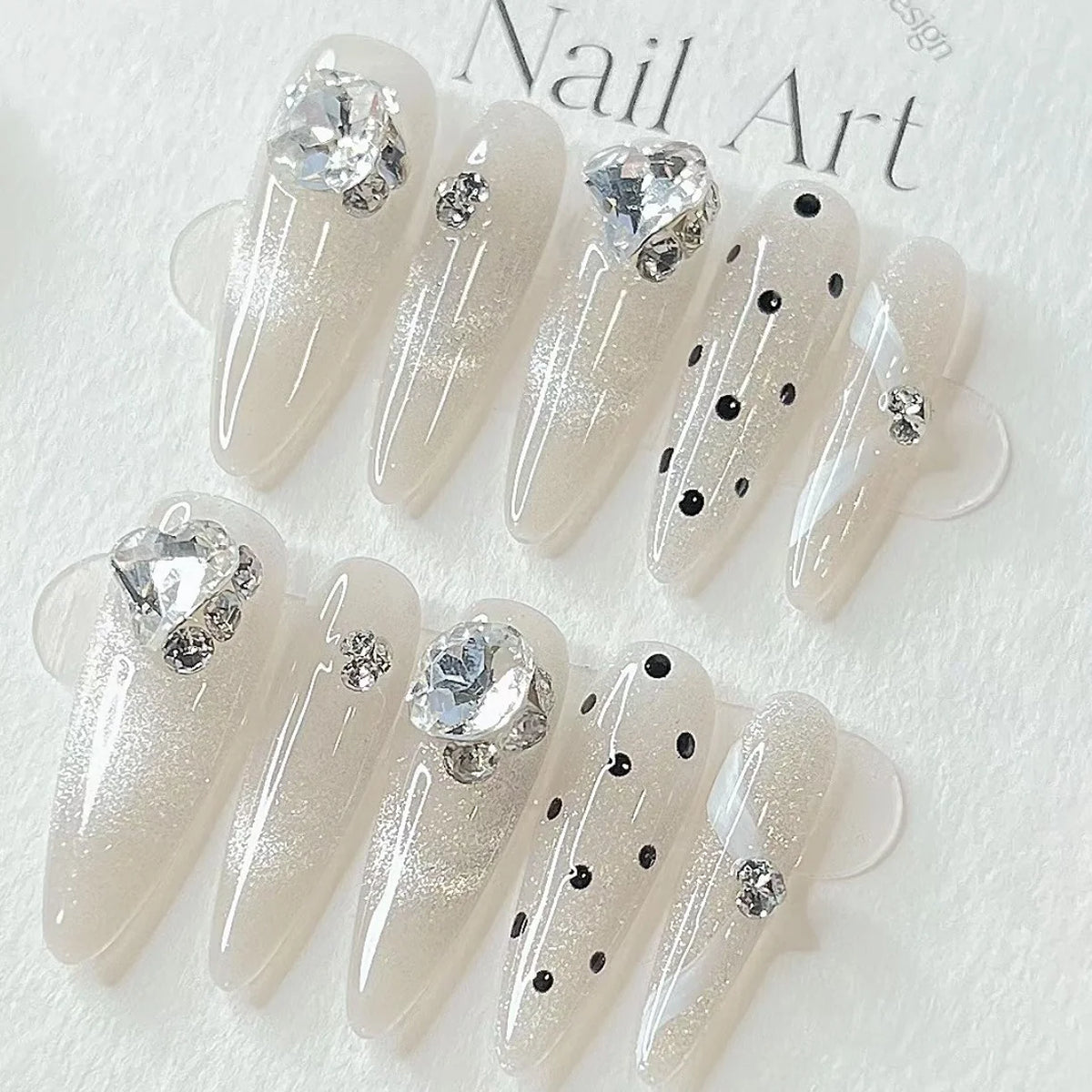 Press-On Nail Set Crystal-Embellished Peel & Press Reusable