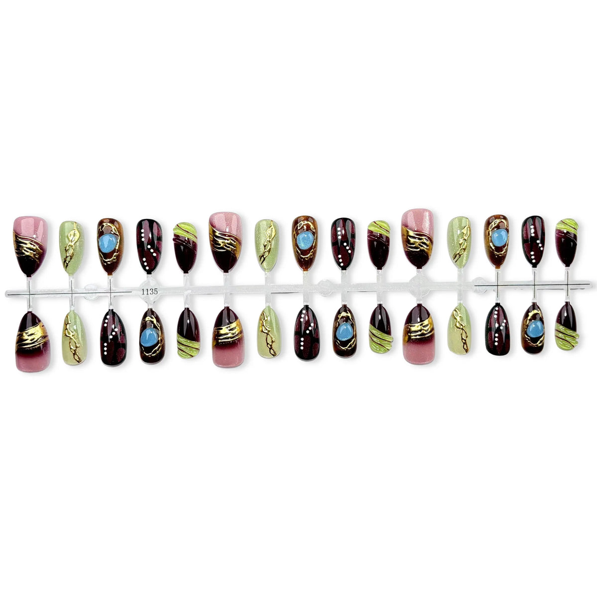 Press-On Nail Set Crystal Embellished & Self-Adhesive Multi-Size