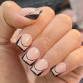 Press-On Nail Set Curved Line Reusable & Skin-Friendly