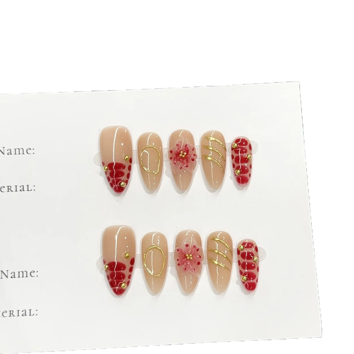 Press-On Nail Set Dahlia Floral Peel-And-Stick Long-Lasting Wear
