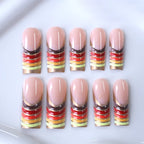 Press-On Nail Set Dark Blue Artistic French Tip