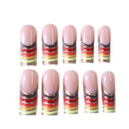 Press-On Nail Set Dark Blue Artistic French Tip