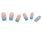 Press-On Nail Set Dark Blue Artistic Gel-Like Finish
