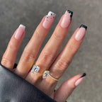 Press-On Nail Set Dark Blue Reflective Accents & High-Gloss