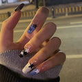 Press-On Nail Set Dark Brown Star Motif Easy Application