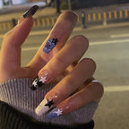 Press-On Nail Set Dark Brown Star Motif Easy Application