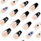 Press-On Nail Set Dark Brown Star Motif Easy Application