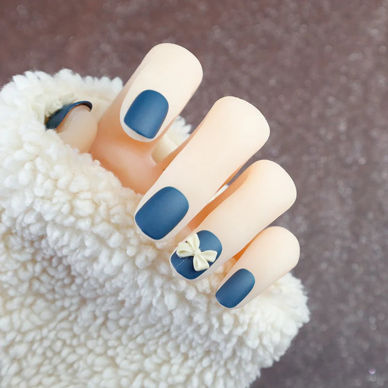 Press-On Nail Set Decorative Bow Easy & Reusable