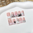 Press-On Nail Set Decorative Bows & Buttons Reusable
