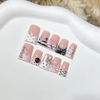 Press-On Nail Set Decorative Bows & Buttons Reusable