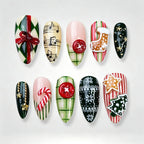 Press-On Nail Set Decorative Designs Includes Glue & File