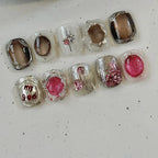 Press-On Nail Set Decorative Designs No Glue & Reusable