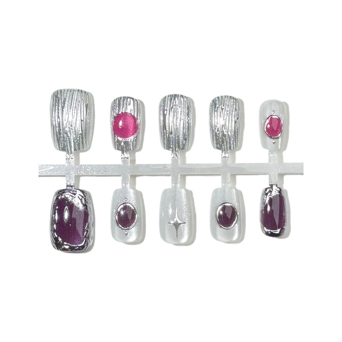 Press-On Nail Set Decorative Designs No Glue & Reusable