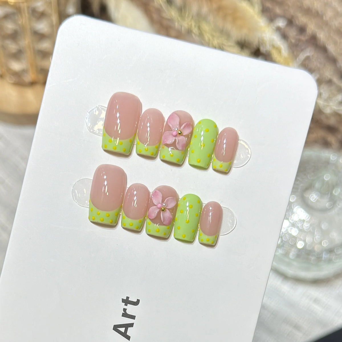 Press-On Nail Set Decorative Floral Comfort Fit