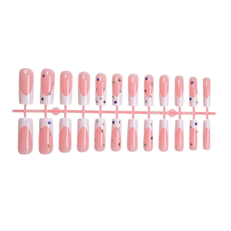 Press-On Nail Set Decorative Gems Easy Application & Reusable