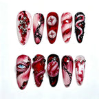 Press-On Nail Set Deep Blue Artistic & Long-Lasting
