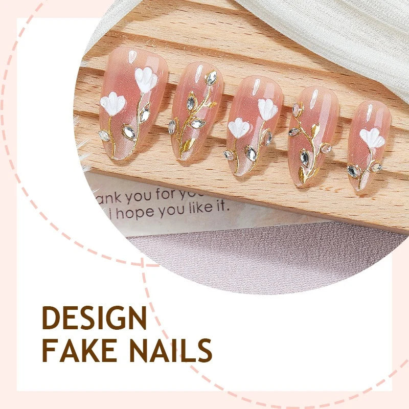 Press-On Nail Set Delicate Floral Multiple Sizes
