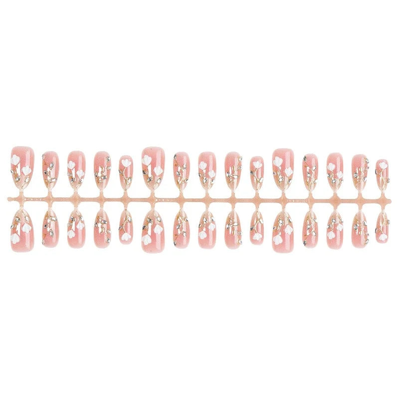 Press-On Nail Set Delicate Floral Multiple Sizes