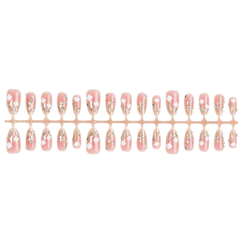 Press-On Nail Set Delicate Floral Multiple Sizes